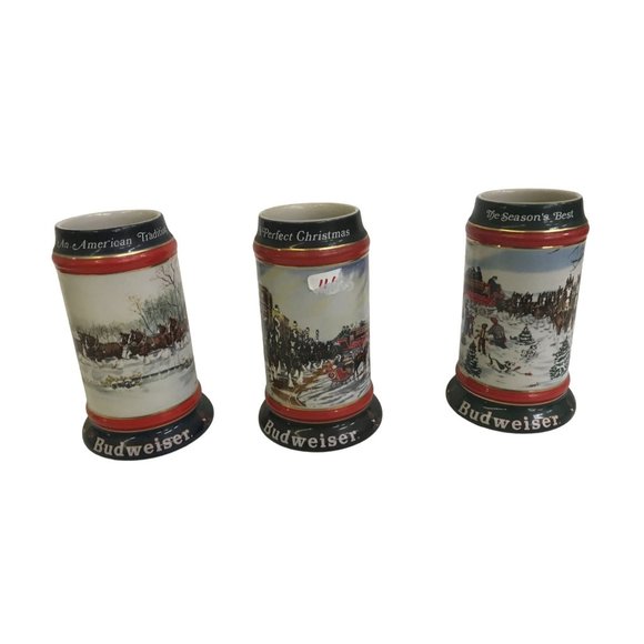 Budweiser Collectible Beer Stein Set (An American Tradition, A Perfect Christmas - Picture 1 of 16